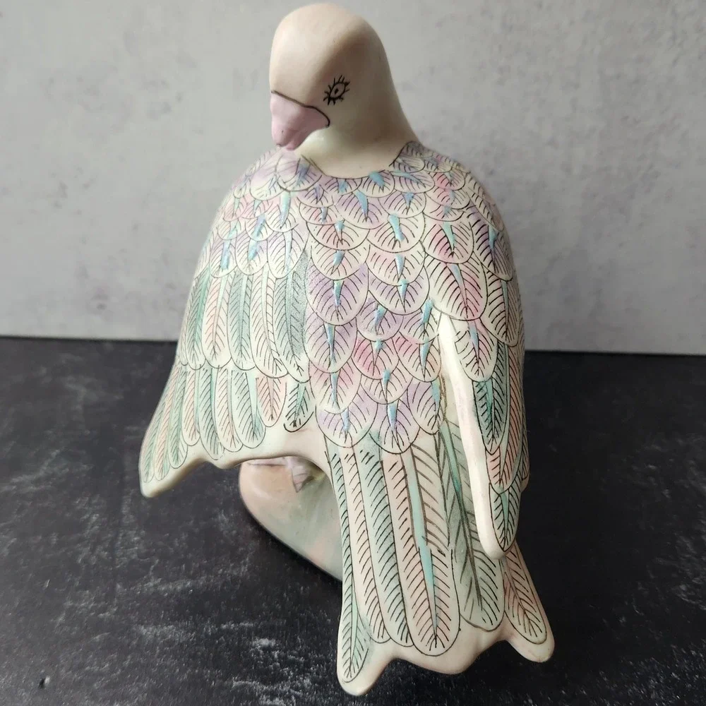 Pair 1950s Vintage Porcelain Dove Pigeon Bird Pastel 6